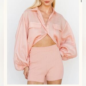 Co Ord Set Cocowillow by CW SPRINTER SHORTS Lilian PEACH pink Shirt M XL nwt